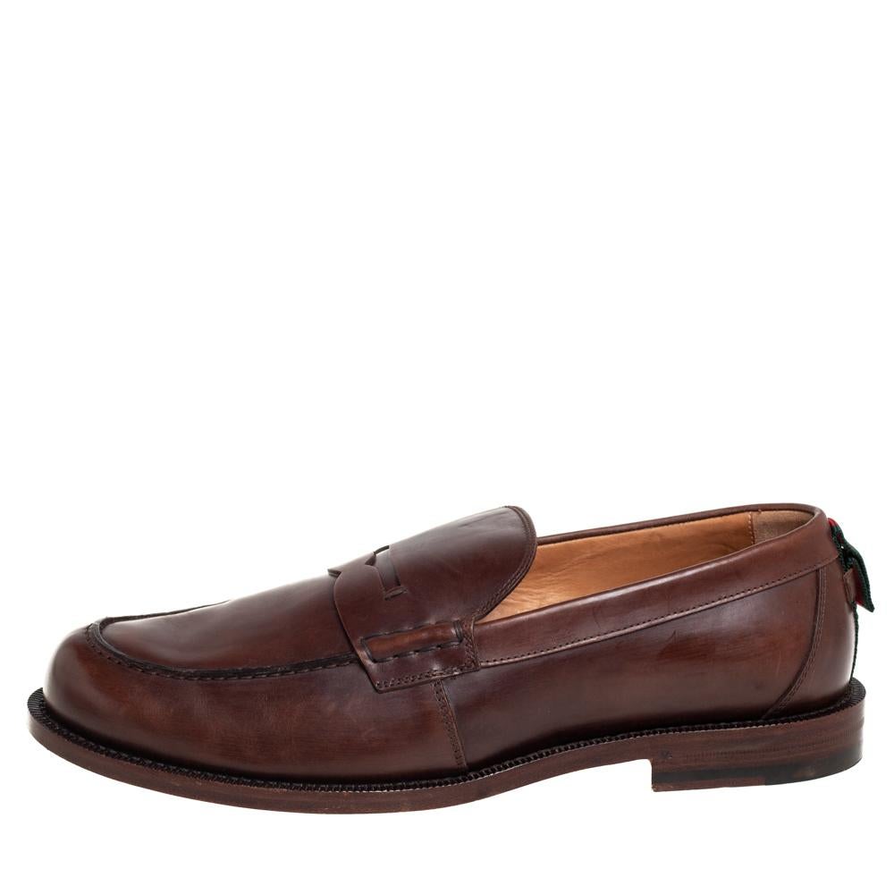 De los hombres Gucci Mocasines de piel marrón talla 42.5