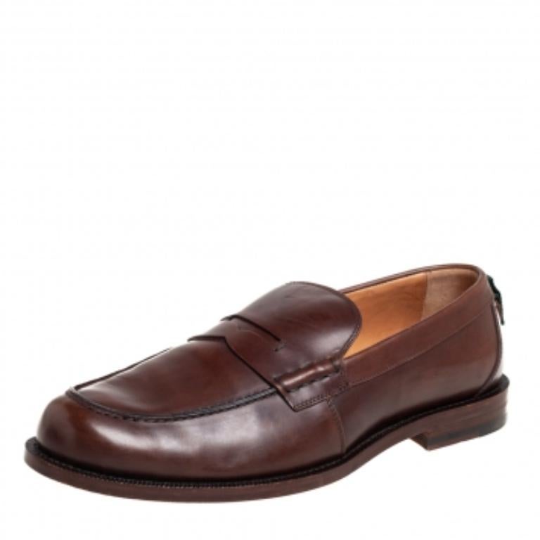 Gucci Brown Leather Penny Loafers Size 42.5 For Sale 1