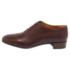 Gucci Brown Leather Perforated Derby Size 45