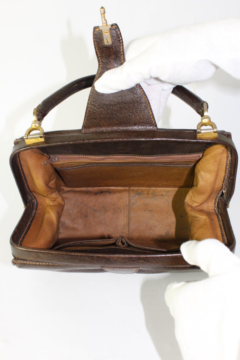 Vintage Gucci Handbag in Brown Leather 1950s 