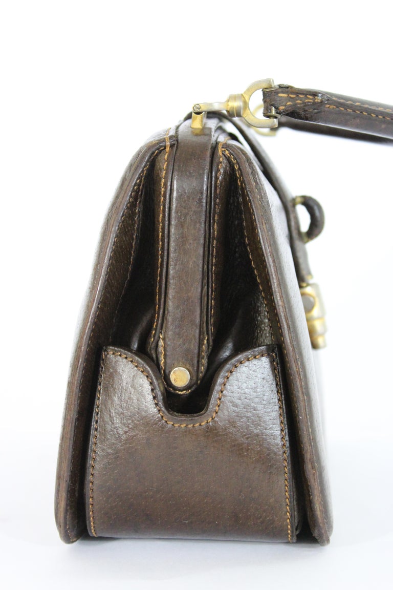 Gucci Brown Leather Rigid Bag Jackie Vintage 1950's at 1stDibs | 1950s  gucci, gucci anni 50