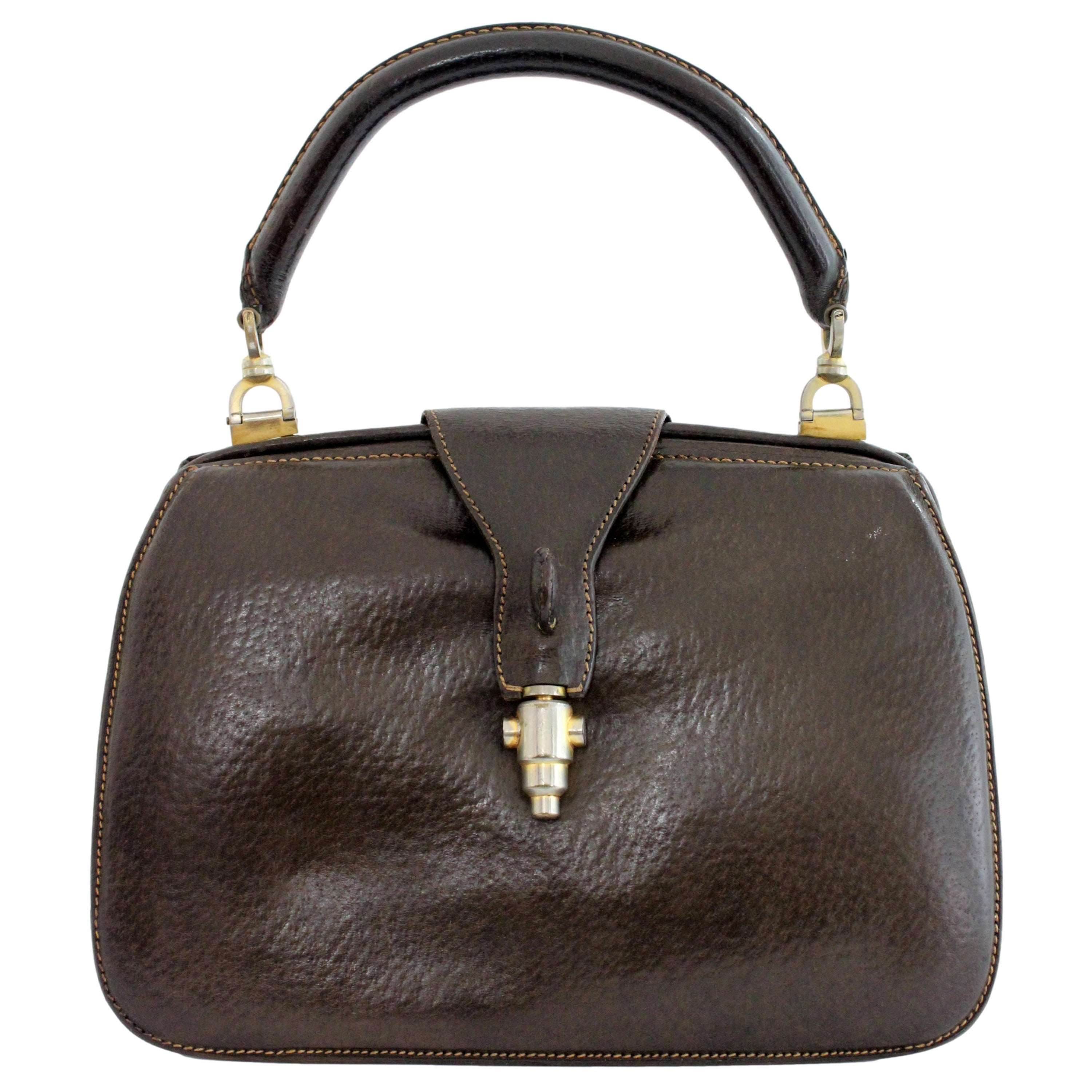 Gucci Braun Leder Rigid Tasche Jackie Vintage 1950's