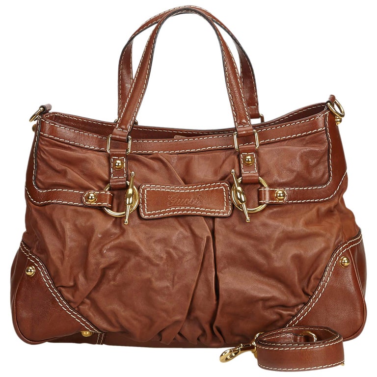 Gucci Brown Leather Satchel at 1stdibs