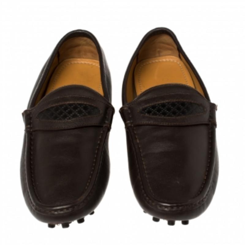 Men's Gucci Brown Leather Slip On Loafers Size 41 For Sale