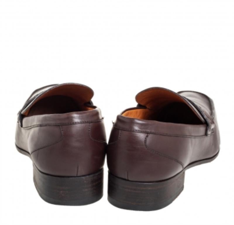 Men's Gucci Brown Leather Slip On Loafers Size 41 For Sale