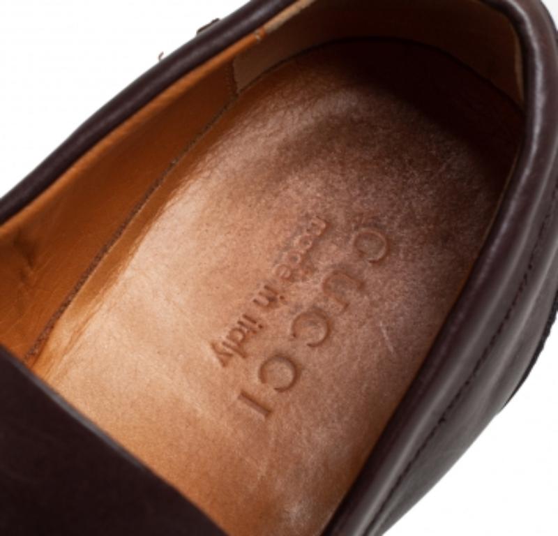Gucci Brown Leather Slip On Loafers Size 41 For Sale 1