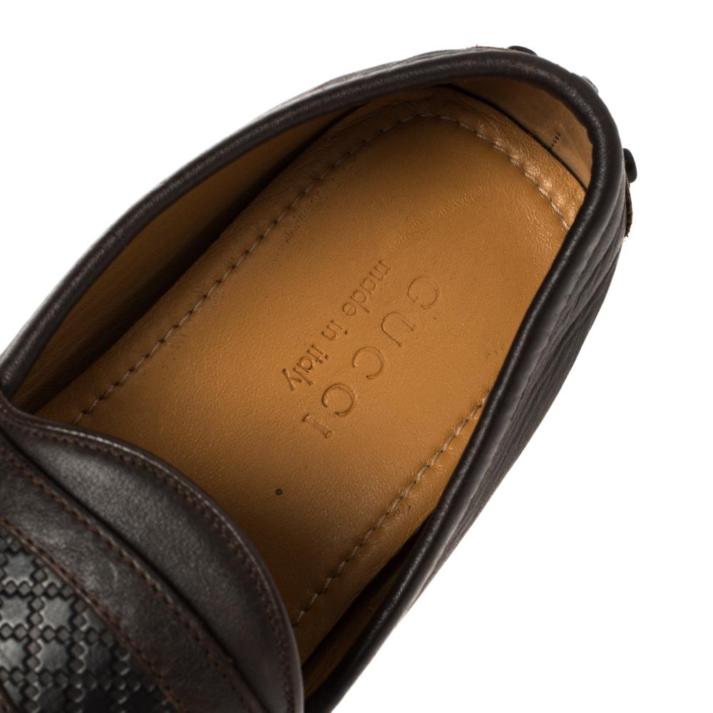 Men's Gucci Brown Leather Slip On Loafers Size 41 For Sale