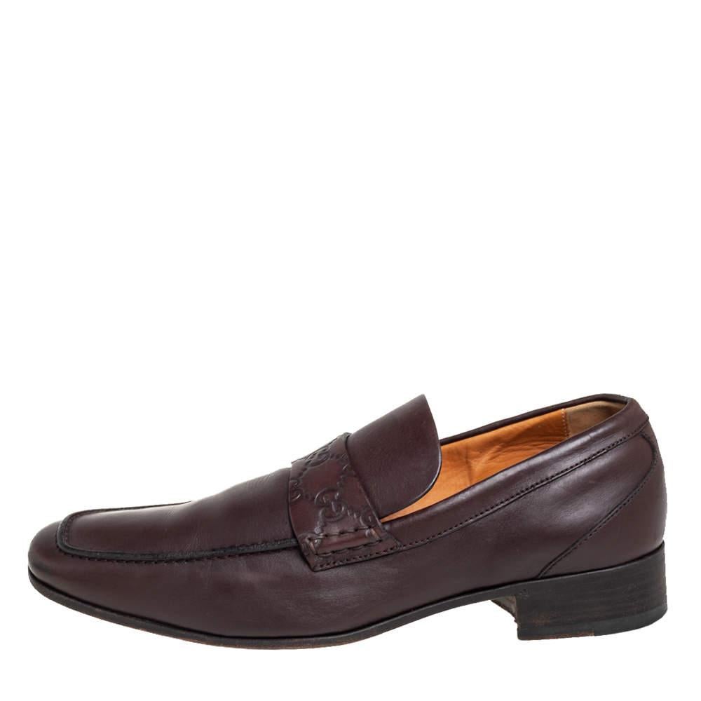 Gucci Brown Leather Slip On Loafers Size 41 For Sale 2