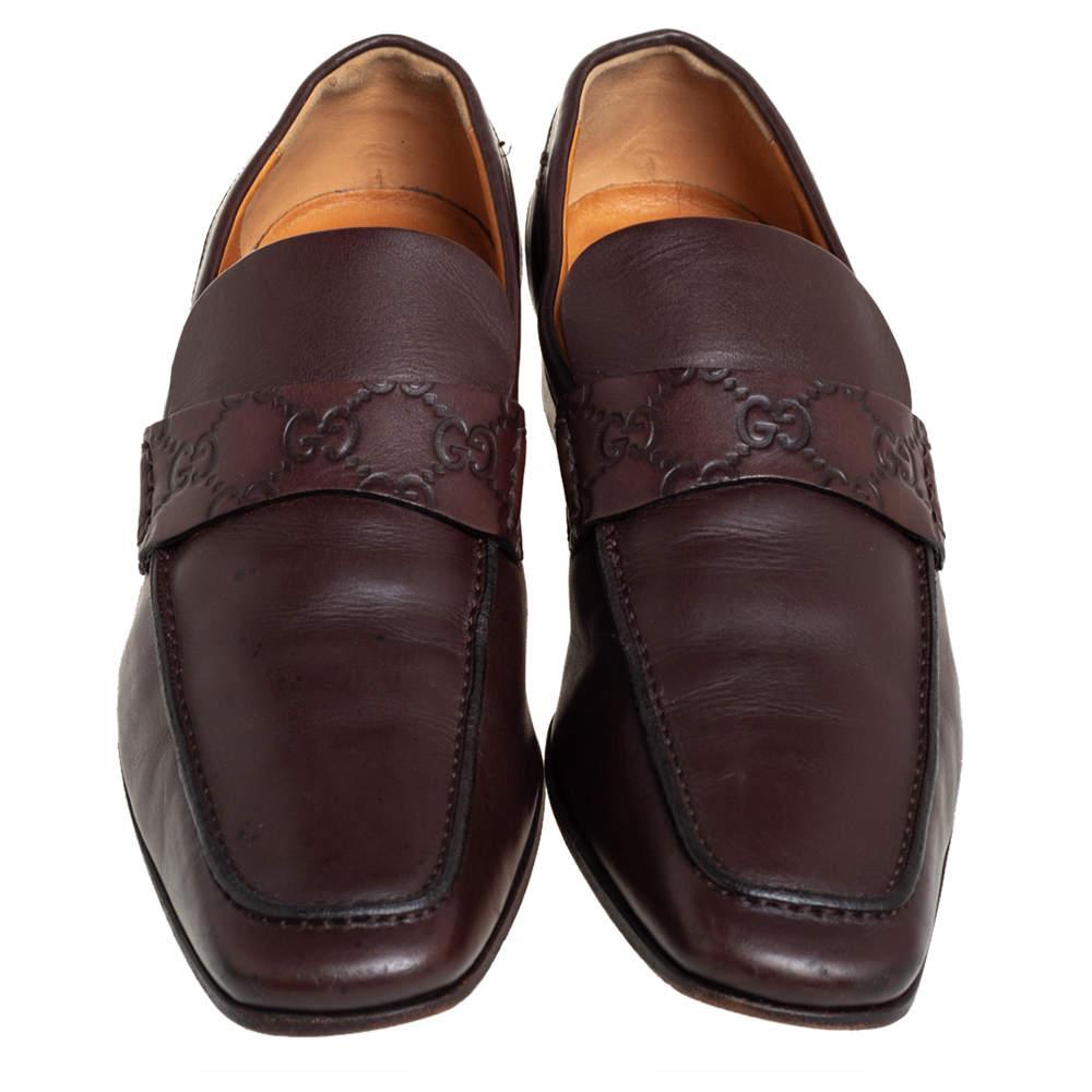 Gucci Brown Leather Slip On Loafers Size 41 For Sale 4