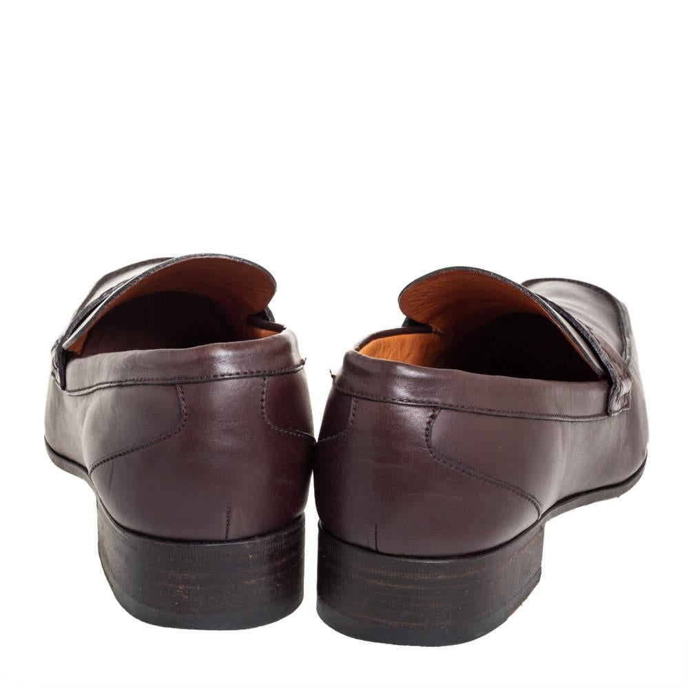 Gucci Brown Leather Slip On Loafers Size 41 For Sale 5