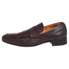 Gucci Brown Leather Slip On Loafers Size 41