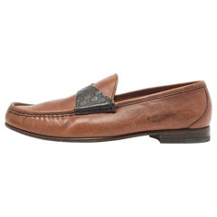 Gucci Brown Leather Slip On Loafers Size 42