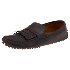Mocasines Slip On Piel Marrón Gucci Talla 43.5