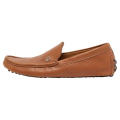 Used Gucci Brown Leather Slip On Loafers Size 43.5
