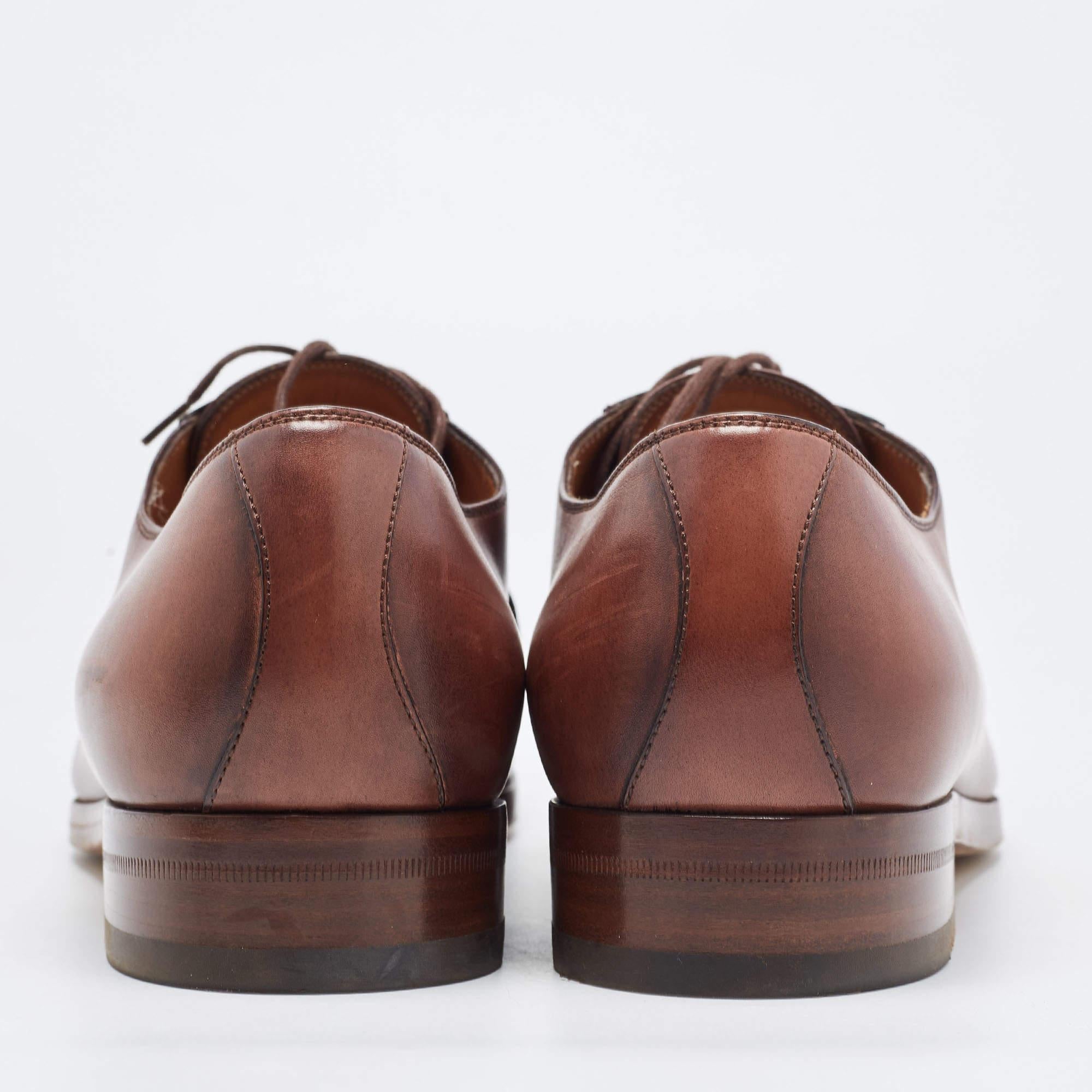 Gucci Brown Leather Slip On Oxfords Size 45 2