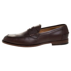 Gucci Brown Leather Slip On Penny Loafers Size 42