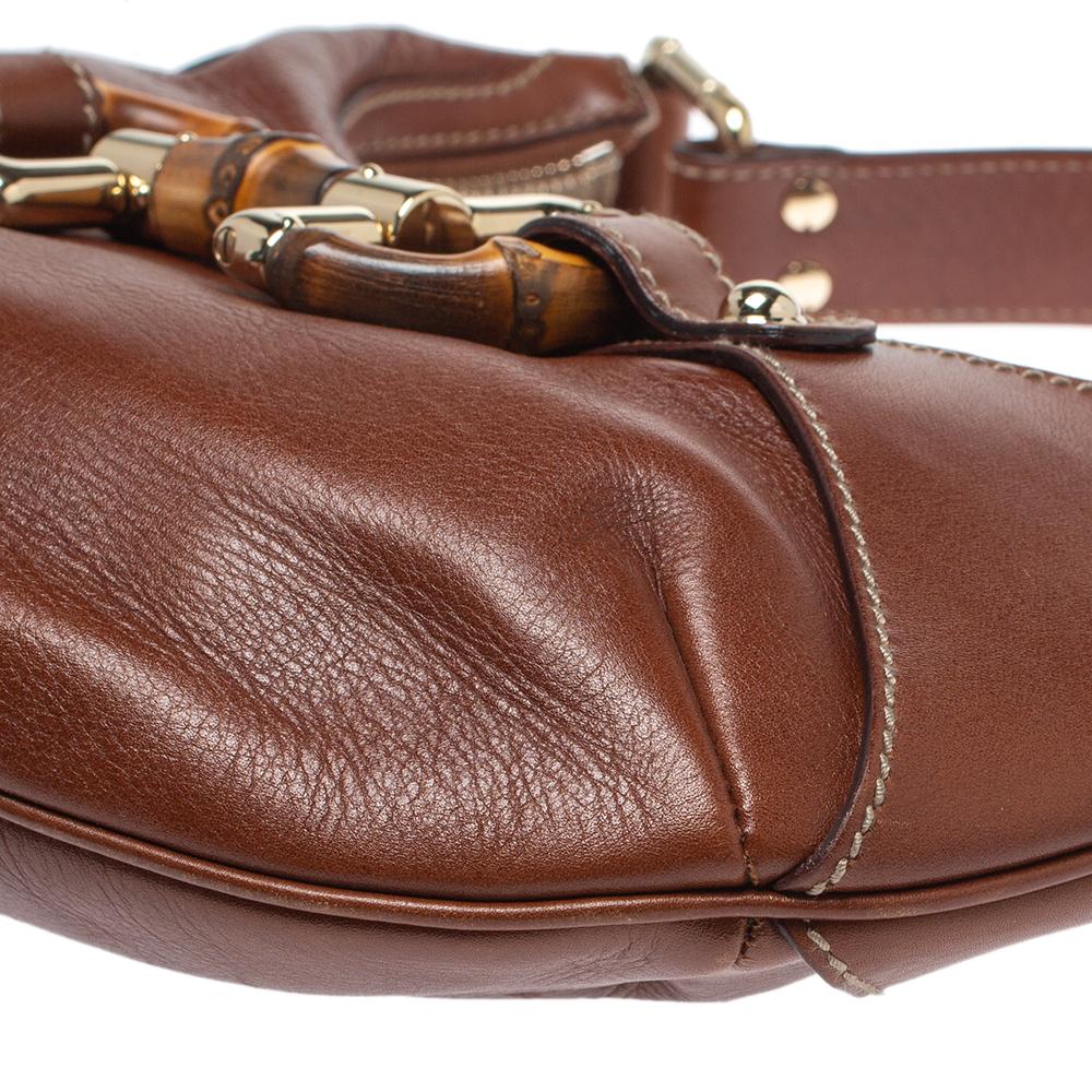 Gucci Braunes Leder Kleines Pferdchen Amalfi Hobo 6