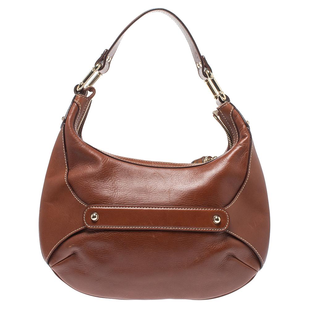Gucci Braunes Leder Kleines Pferdchen Amalfi Hobo im Zustand „Gut“ in Dubai, Al Qouz 2
