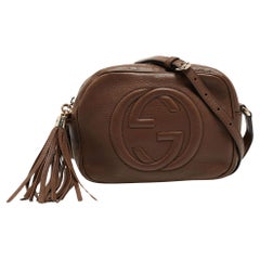 Gucci Braunes Leder Kleine SOHO Disco Crossbody Tasche