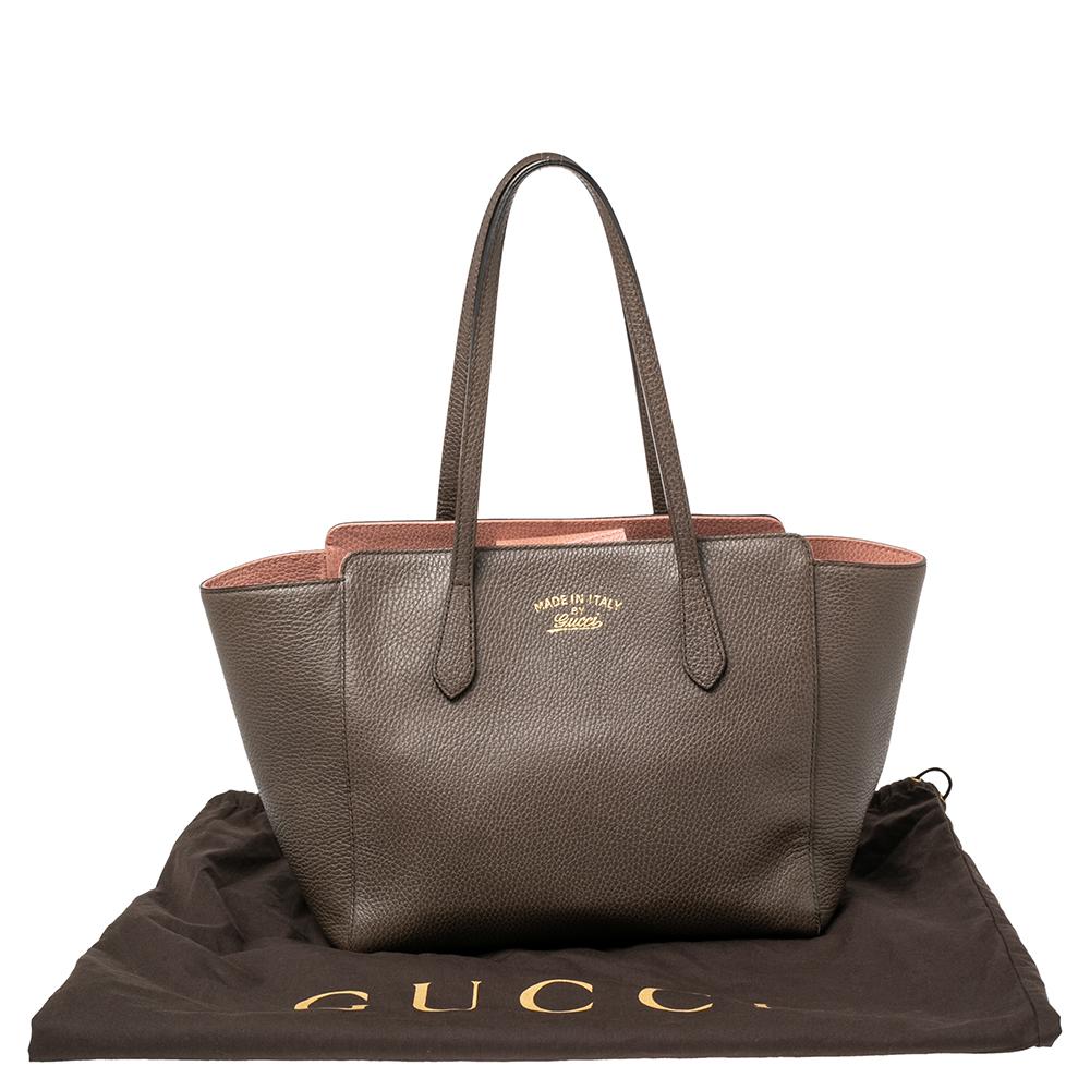 Gucci Brown Leather Small Swing Tote 8