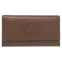 Gucci Brown Leather Soho Continental Flap Wallet