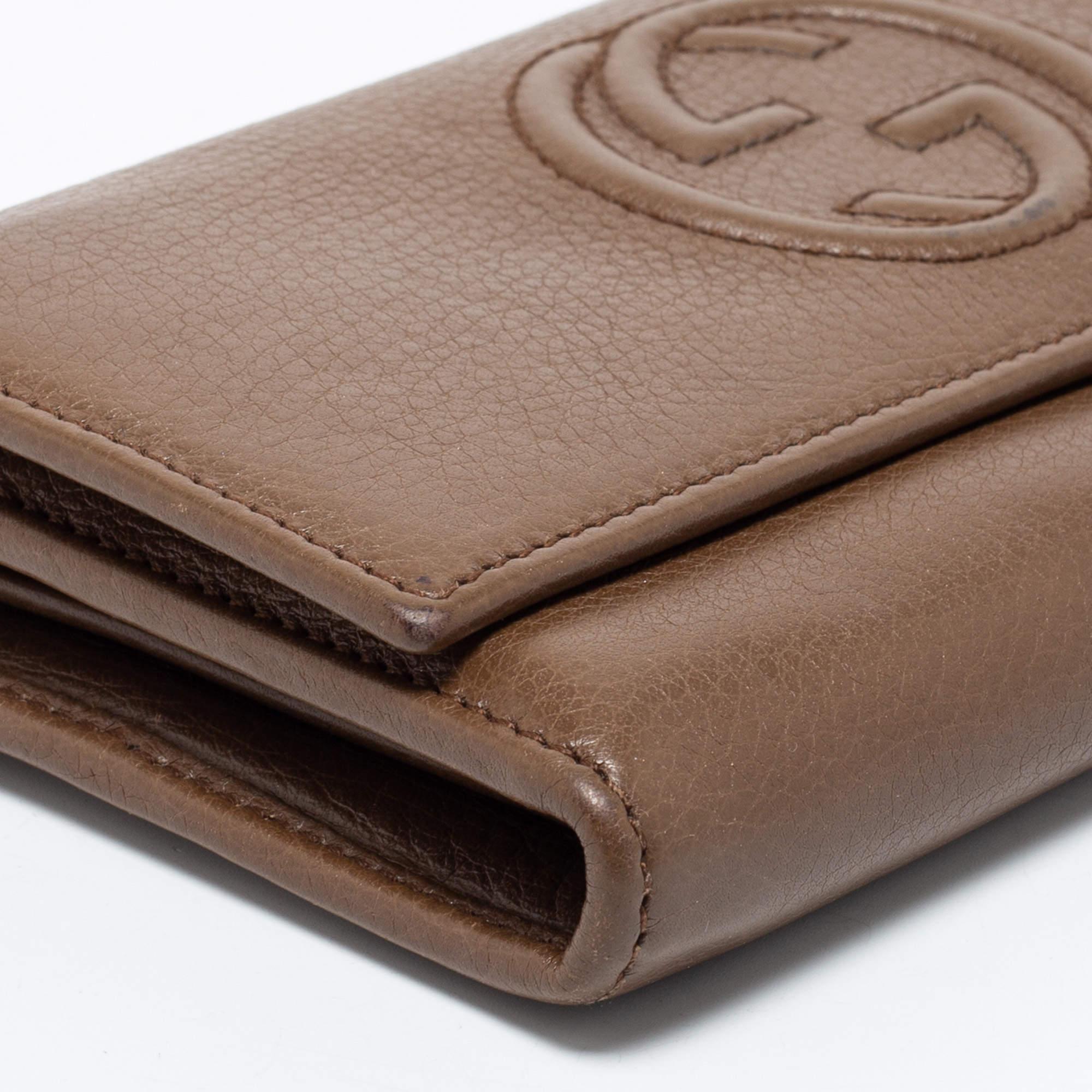 Gucci Brown Leather Soho Flap Continental Wallet 2