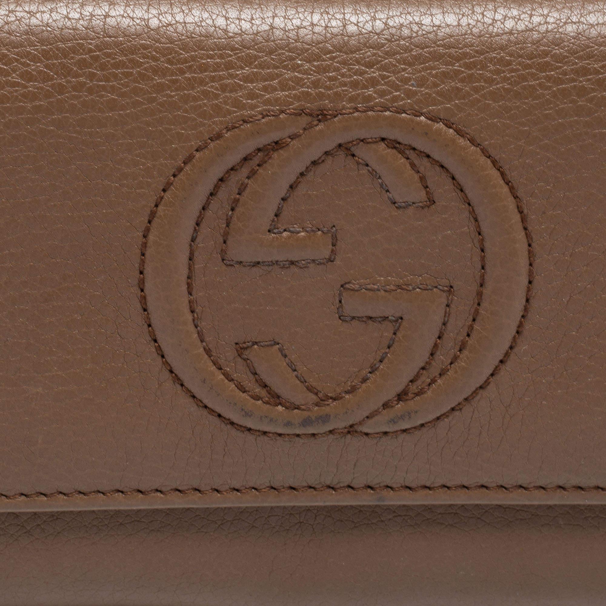 Gucci Brown Leather Soho Flap Continental Wallet 3