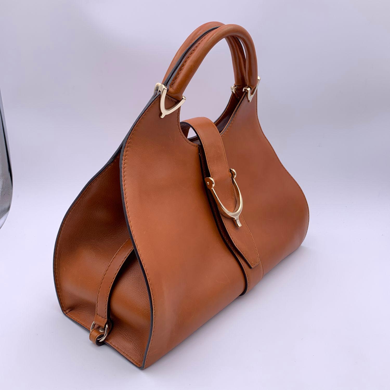 Women's Gucci Brown Leather Stirrup Hobo Bag Handbag Satchel