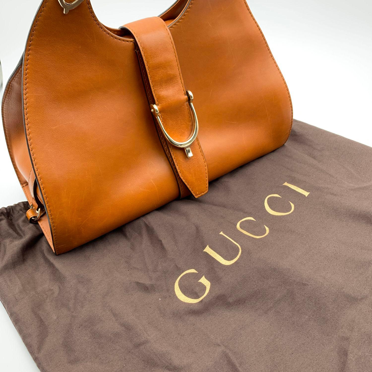 Gucci Brown Leather Stirrup Hobo Bag Handbag Satchel 4