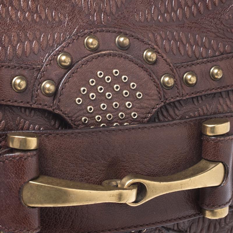 Gucci Brown Leather Studded Pelham Runway Shoulder Bag 2