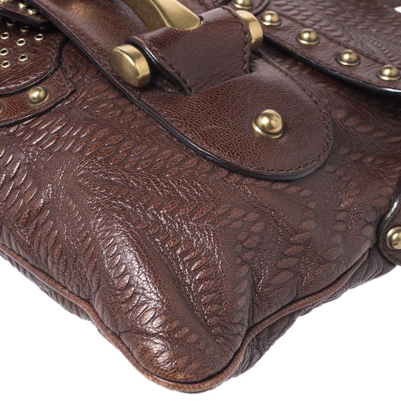 Gucci Brown Leather Studded Pelham Runway Shoulder Bag 3