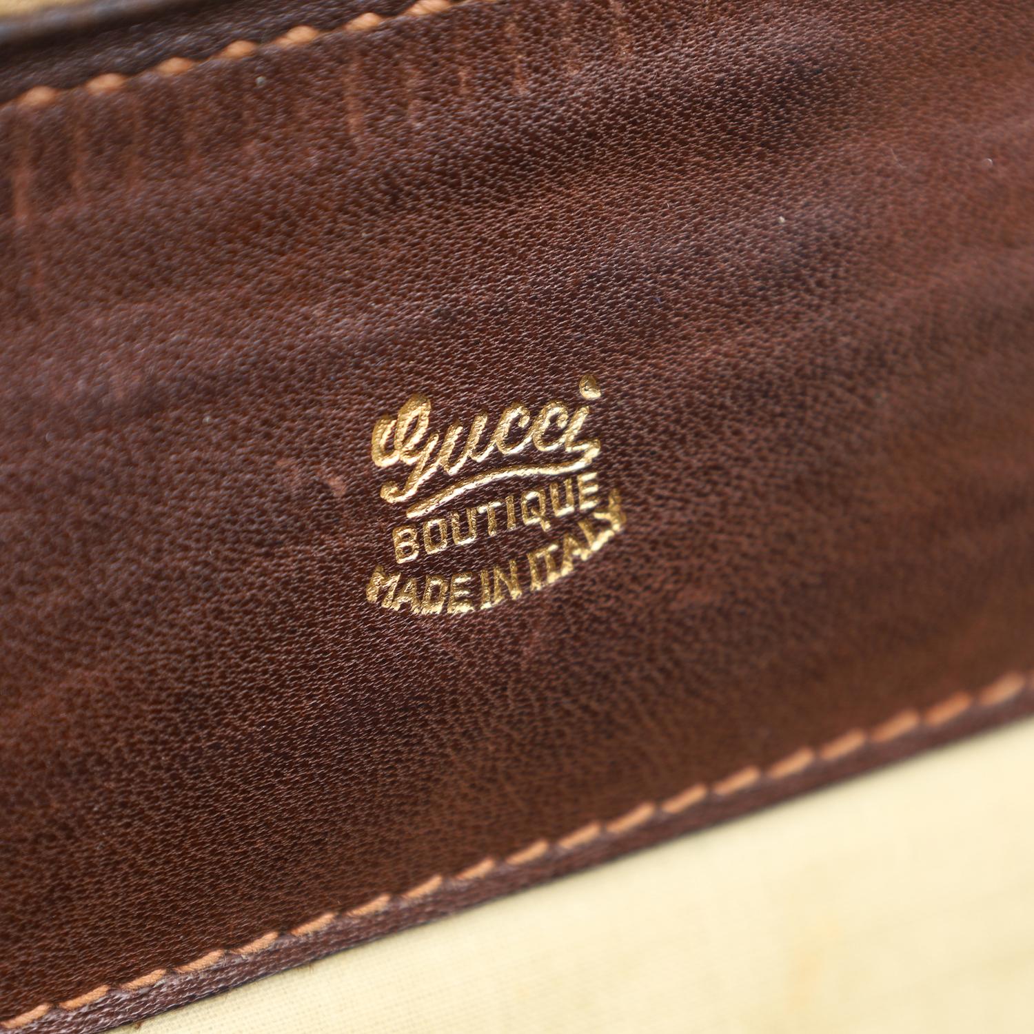 Gucci Brown Leather Supreme Satchel Travel Vanity Boston Bag 8