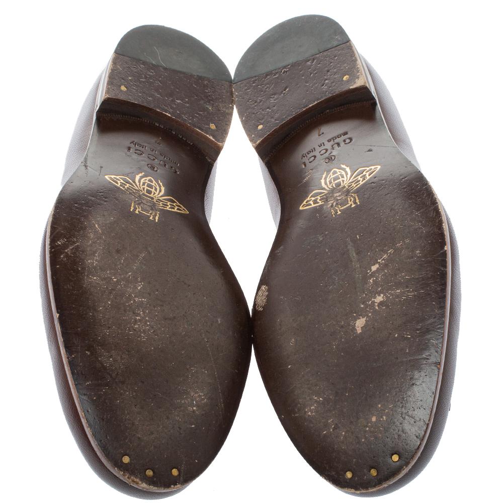 Gucci Brown Leather Tassel Loafers Size 41 In Good Condition In Dubai, Al Qouz 2