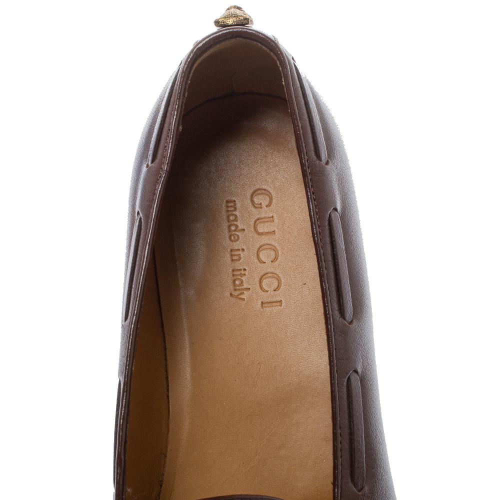 Gucci Brown Leather Tassel Loafers Size 41 2