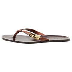Gucci Brown Leather Thong Flats Size 43