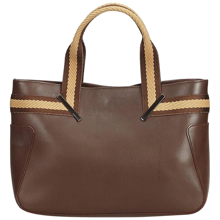 Gucci Brown Leather Tote Bag at 1stdibs