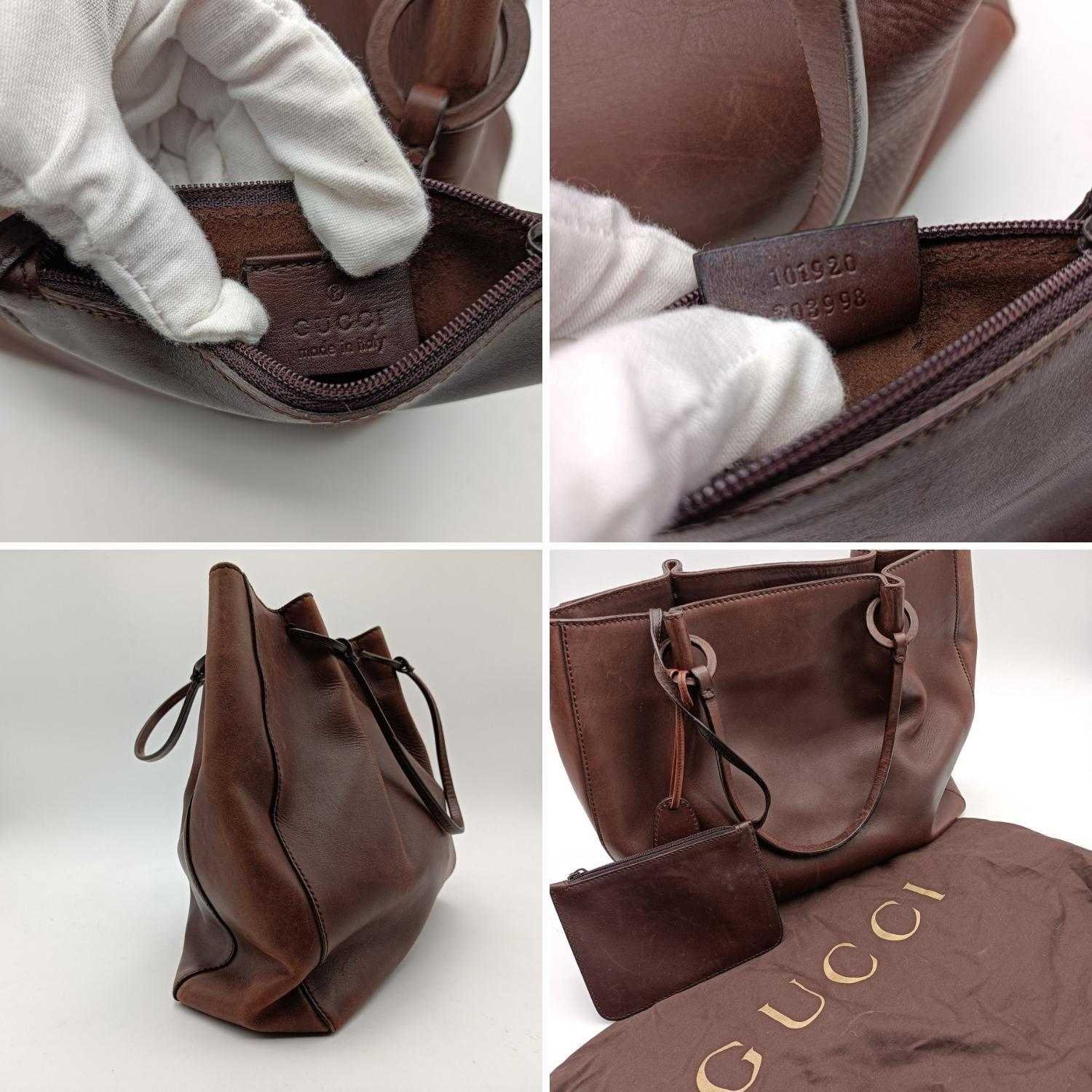 Gucci Brown Leather Tote Shopping Bag Handbag 4