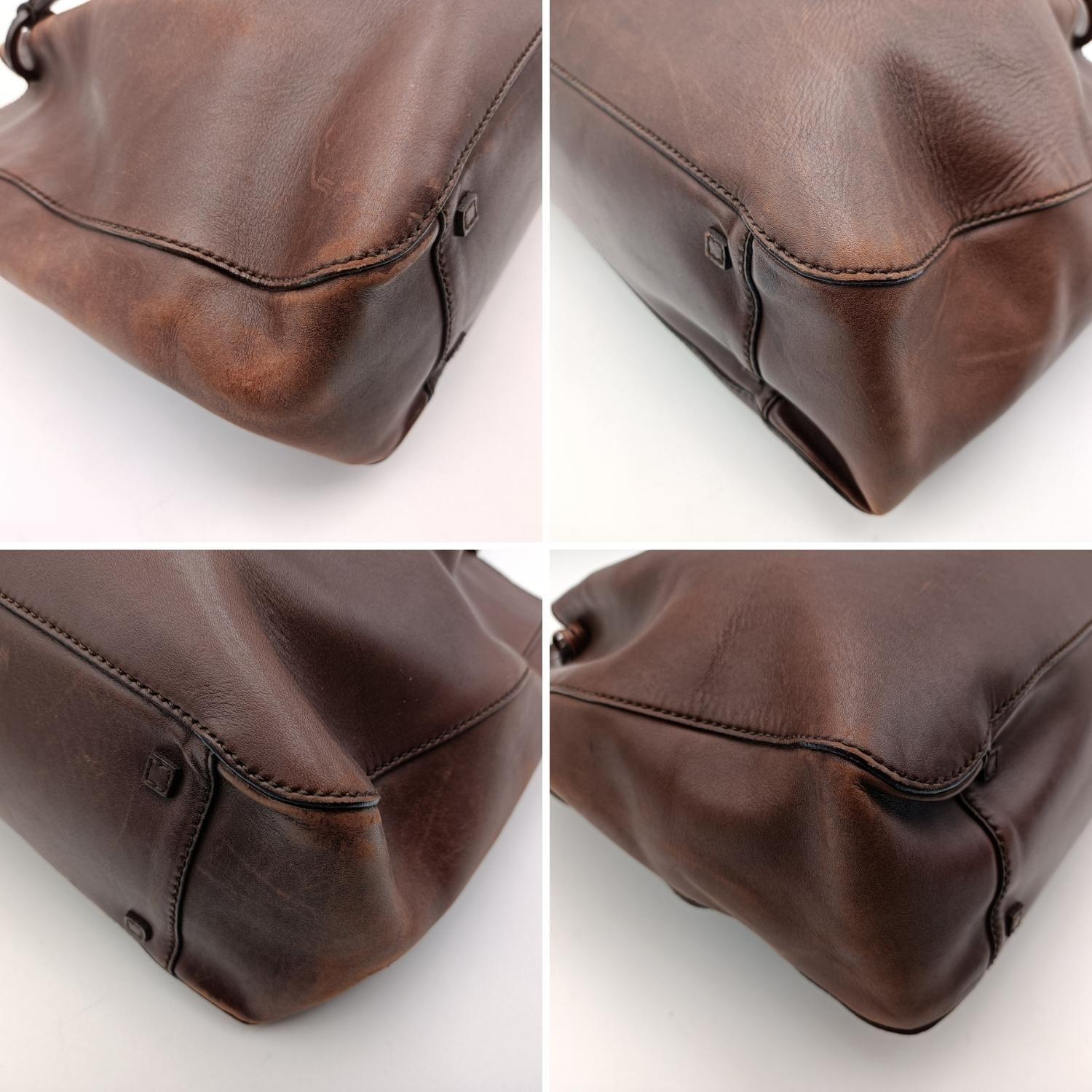 Gucci Brown Leather Tote Shopping Bag Handbag 5