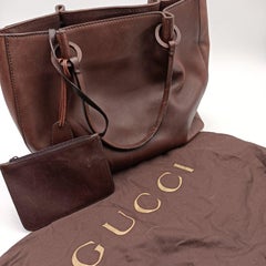 Gucci Brown Leather Tote Shopping Bag Handbag