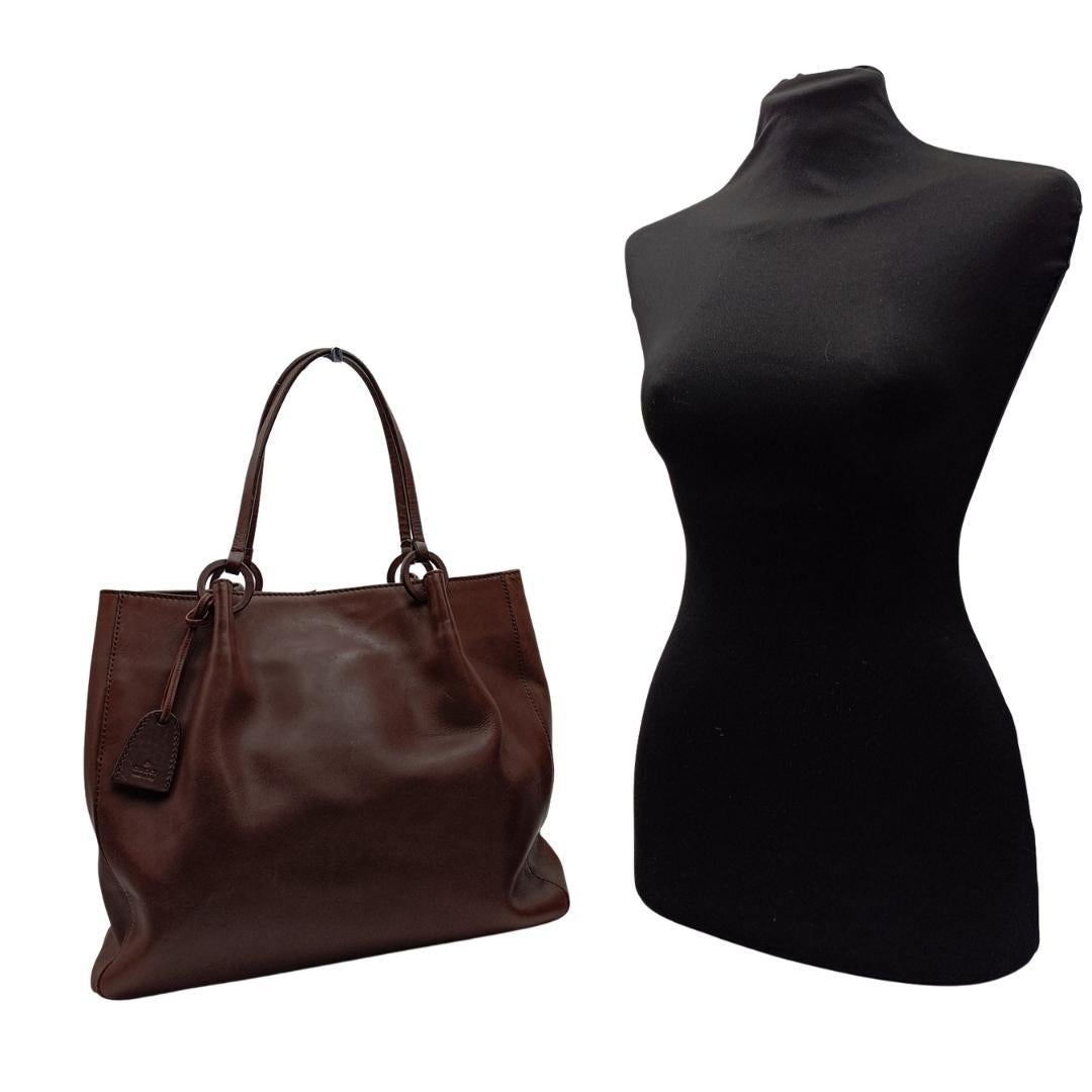 brown leather tote handbag