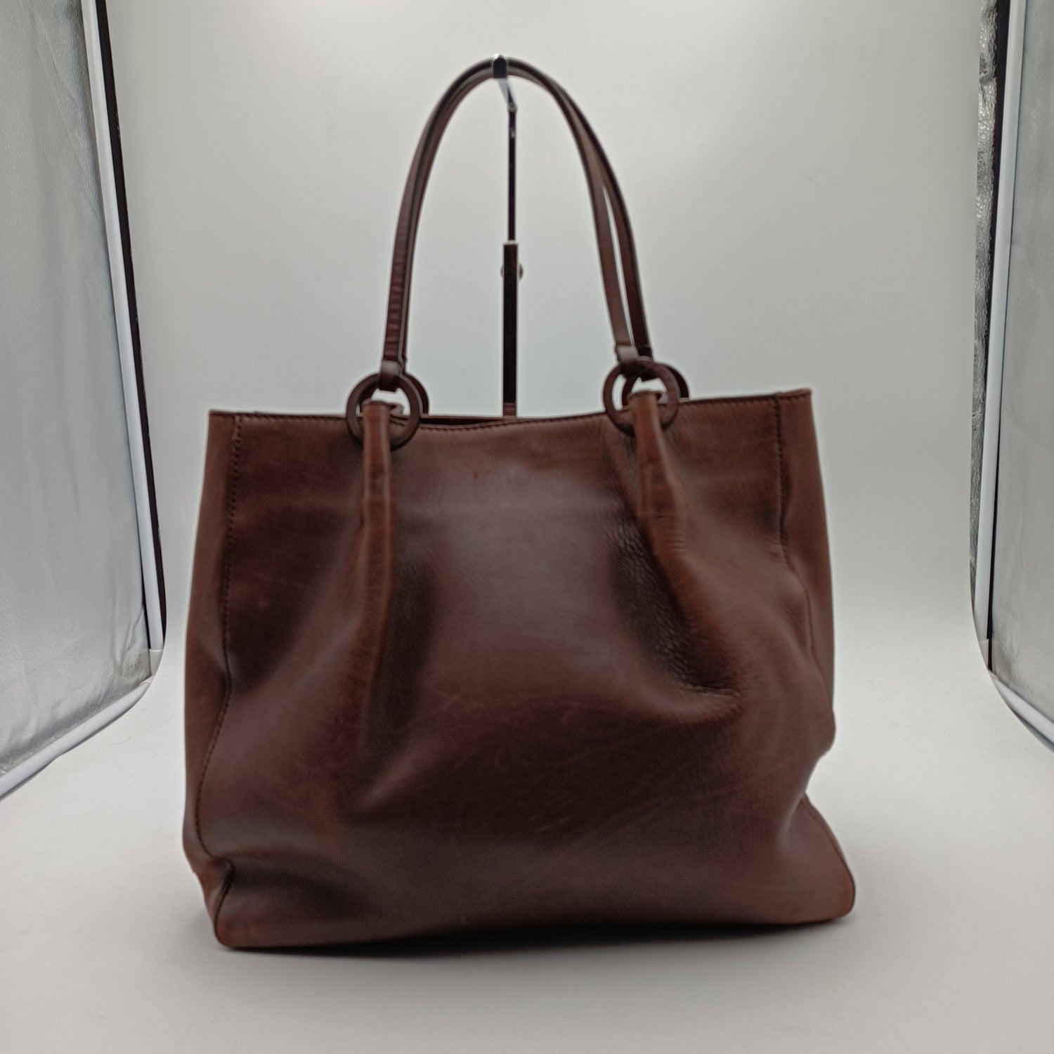 Black Gucci Brown Leather Tote Shopping Bag Handbag
