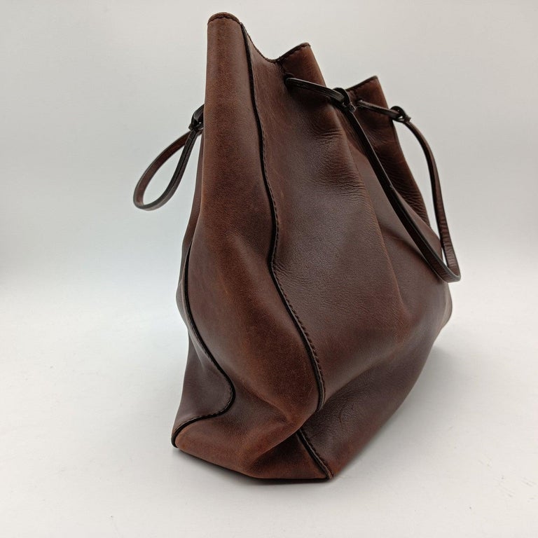 Women's Gucci Brown Leather Tote Shopping Bag Handbag
