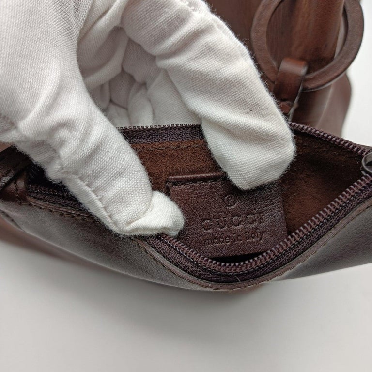 Gucci Brown Leather Tote Shopping Bag Handbag 2