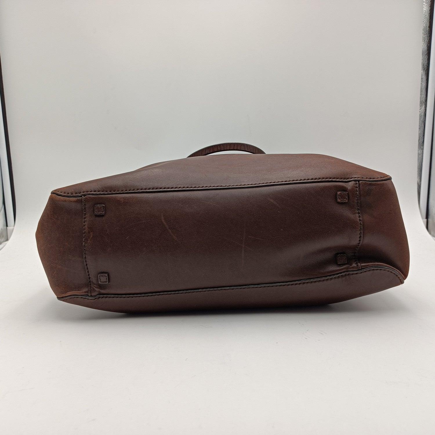 Gucci Brown Leather Tote Shopping Bag Handbag 2
