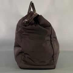 GUCCI Brown Leather Trim Nylon Weekender Bags & Leather Goods