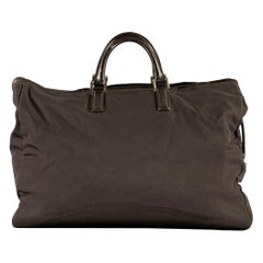 GUCCI Brown Leather Trim Nylon Weekender Bags & Leather Goods