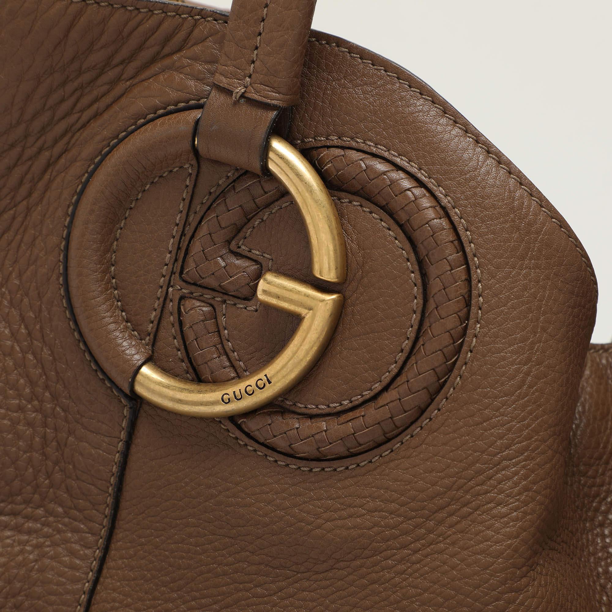 Women's Gucci Brown Leather Twill Tote