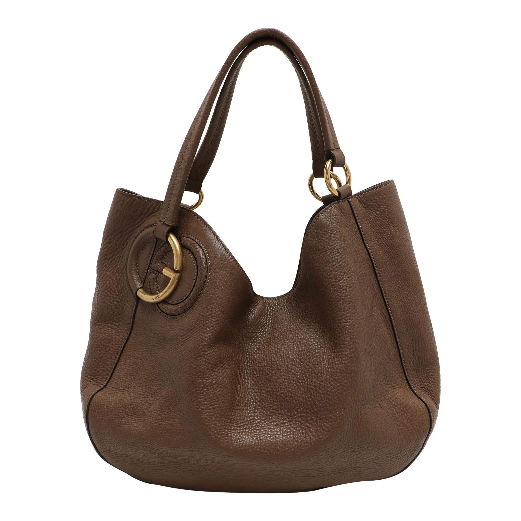 Gucci Brown Leather Twill Tote