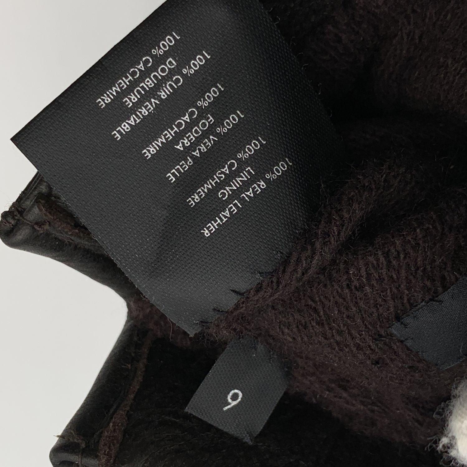 Gucci Brown Leder Unisex GG Logo Handschuhe Cahsmere Futter Größe 9 L im Angebot 1