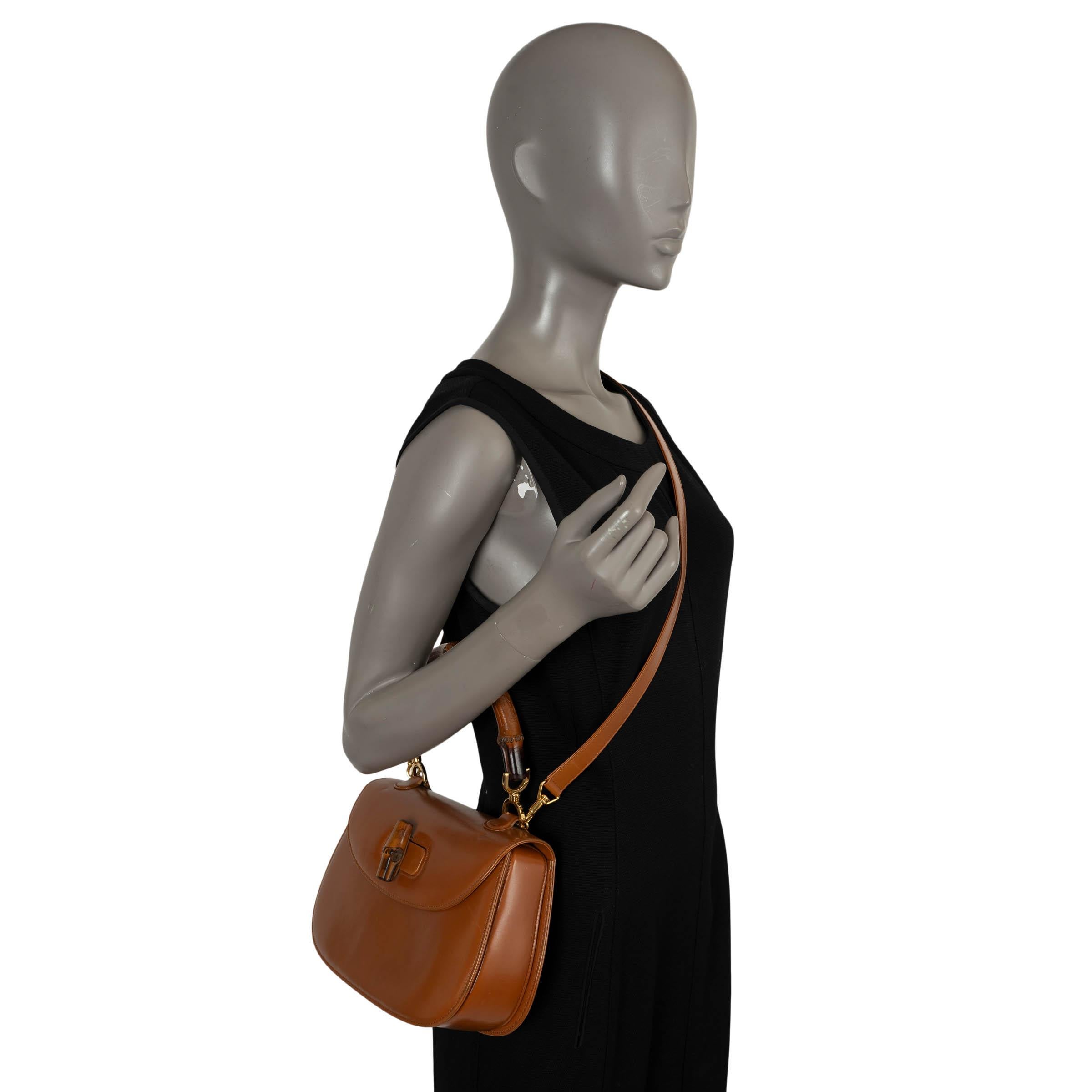GUCCI brown leather VINTAGE 1947 BAMBOO Top Handle Bag 6
